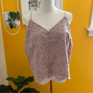 new look eyelet tank pink size 12
